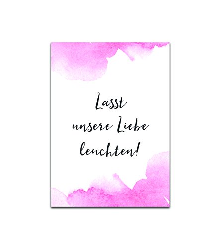 50 Knicklichtschilder Hochzeit Schilder für Knicklichter "Lass unsere Liebe leuchten" (Aquarell rosa) von Nastami