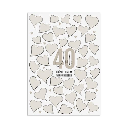 A3 Poster 40 GRÜNDE warum wir Dich lieben HERZEN BEIGE personalisiert mit Namen Geschenk 40. Geburtstag A3 Poster 40 GRÜNDE warum wir Dich lieben HERZEN BEIGE personalisiert mit Namen Geschenk 40. Geburtstag von Nastami
