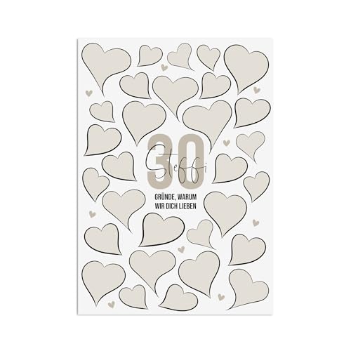 Nastami A4 Poster 30 GRÜNDE warum wir Dich lieben HERZEN BEIGE personalisiert mit Namen Geschenk zum 30. Geburtstag Nastami A4 Poster 30 GRÜNDE warum wir Dich lieben HERZEN BEIGE personalisiert mit Namen Geschenk zum 30. Geburtstag von Nastami