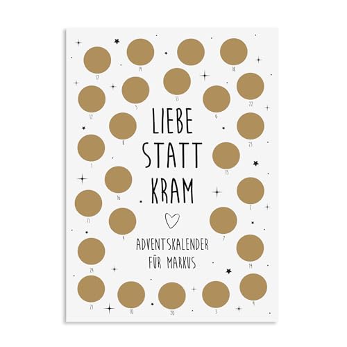 Adventskalender zum Rubbeln Weihnachtskalender (A4 LIEBE STATT KRAM) von Nastami