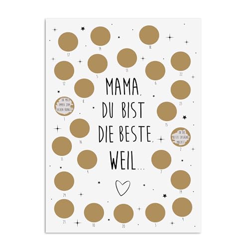 Adventskalender zum Rubbeln Weihnachtskalender (A4 Mama, Du bist die Beste) von Nastami