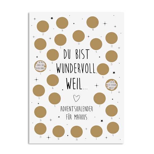 Adventskalender zum Rubbeln Weihnachtskalender (A4 WUNDERVOLL personalisiert) von Nastami