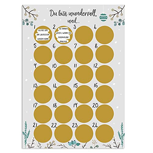 Adventskalender zum Rubbeln Weihnachtskalender (Du bist wundervoll, weil) von Nastami