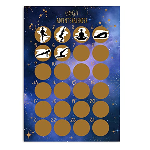 Adventskalender zum Rubbeln A4 Weihnachtskalender (Yoga DUNKEL) von Nastami