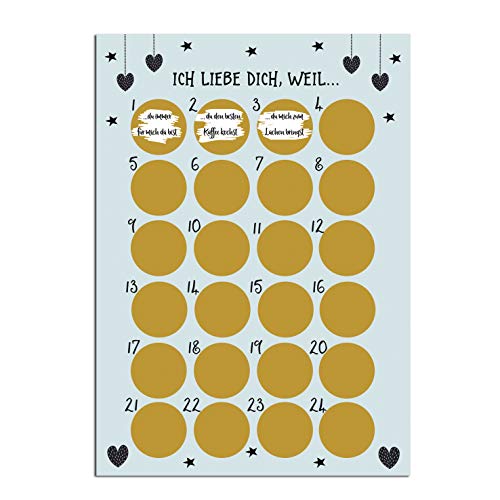 Adventskalender zum Rubbeln A3 Weihnachtskalender (Ich liebe Dich, weil ...) von Nastami