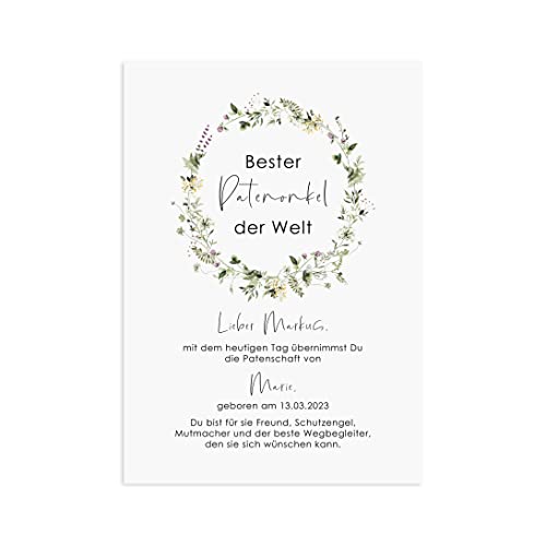 Nastami PATENURKUNDE personalisiert Geschenk Pate Taufe Urkunde für Patenonkel oder Patentante (Patenonkel) von Nastami
