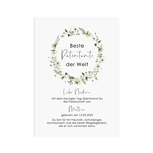 Nastami PATENURKUNDE personalisiert Geschenk Pate Taufe Urkunde für Patenonkel oder Patentante (Patentante) von Nastami