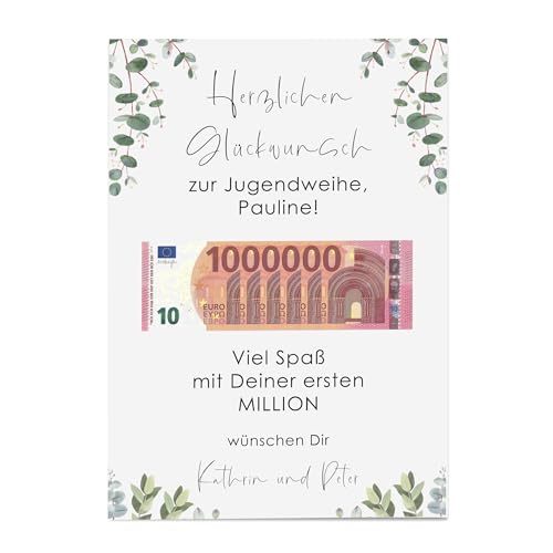 Nastami Poster ERSTE MILLION Geldgeschenk personalisierbar Geschenk zur Hochzeit, zum Abitur, zur Jugendweihe (Jugendweihe, DIN A3) von Nastami