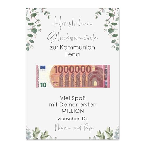 Nastami Poster ERSTE MILLION Geldgeschenk personalisierbar Geschenk zur Hochzeit, zum Abitur, zur Jugendweihe (Kommunion, DIN A3) von Nastami