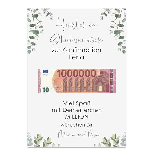 Nastami Poster ERSTE MILLION Geldgeschenk personalisierbar Geschenk zur Hochzeit, zum Abitur, zur Jugendweihe (Konfirmation, DIN A4) von Nastami