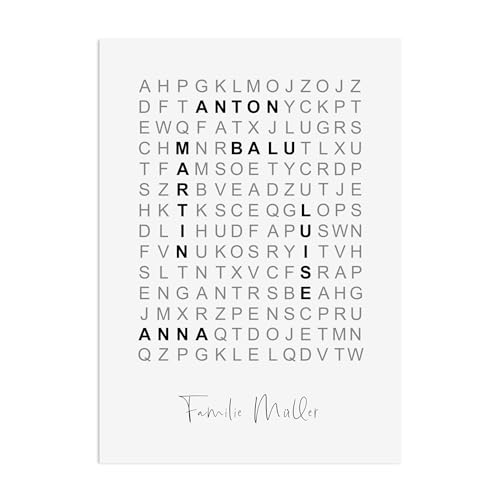 Nastami Poster FAMILIE Geschenk PERSONALISIERT Einzug oder Hochzeit Familienposter (Buchstabensalat, DIN A3) von Nastami