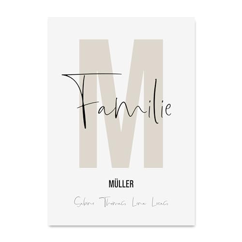 Nastami Poster FAMILIE Geschenk PERSONALISIERT Einzug oder Hochzeit Familienposter (Familie Großbuchstabe, DIN A4) von Nastami