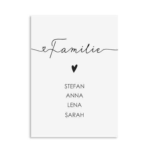 Nastami Poster FAMILIE Geschenk PERSONALISIERT Einzug oder Hochzeit Familienposter (Familie Herz, DIN A4) von Nastami