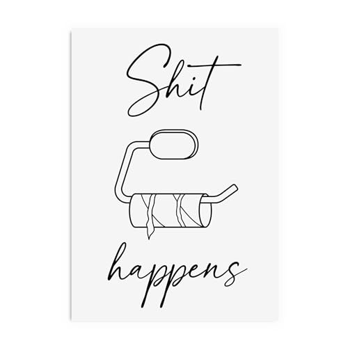 Nastami Poster Badezimmer Spruch Poster Toilette Geschenk Einzug (SHIT HAPPENS Klorolle, DIN A3) von Nastami