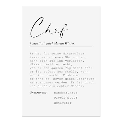 Poster DEFINITION personalisiert mit Namen als Geschenk (Chef, DIN A3) von Nastami
