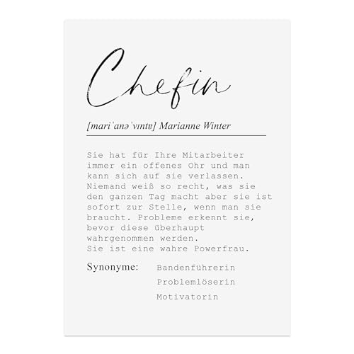 Poster DEFINITION personalisiert mit Namen als Geschenk (Chefin, DIN A3) von Nastami