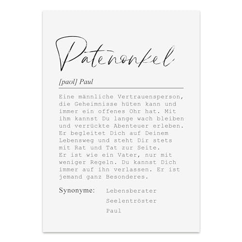 Poster DEFINITION personalisiert mit Namen als Geschenk (Patenonkel, DIN A3) von Nastami