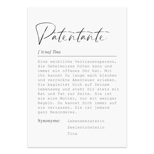 Poster DEFINITION personalisiert mit Namen als Geschenk (Patentante, DIN A3) von Nastami
