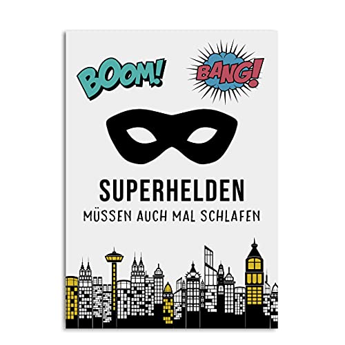 Poster SUPERHELDEN müssen auch mal schlafen Kinderzimmer Poster DIN A3 von Nastami