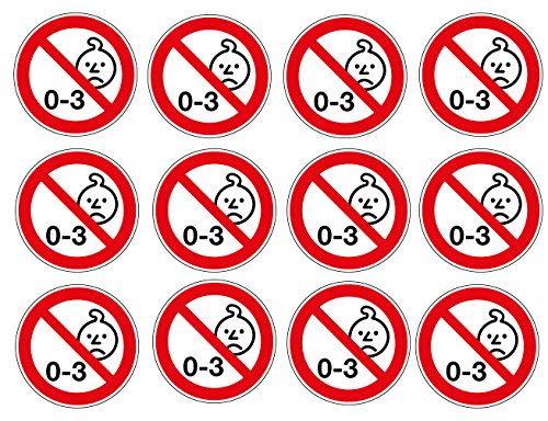 Warnaufkleber 100 Stück, Sticker Warnung "Nicht geeignet für Kinder unter 3 Jahren" von Nastami