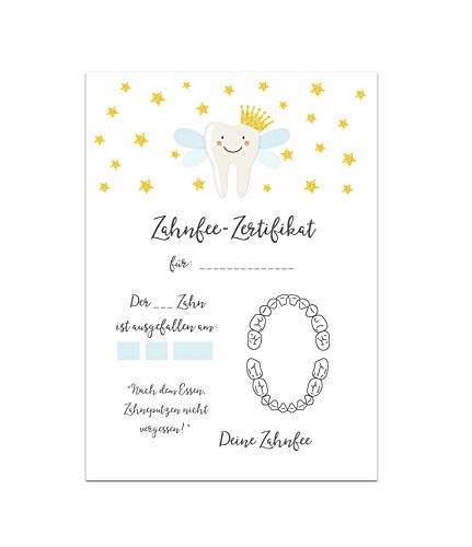 Zahnfee Zertifikat 20 Stück, Zahnfee Geschenk Zahnfee Zertifikat 20 Stück, Zahnfee Geschenk von Nastami