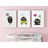 Wandbilder 3Er Set "Monster" Inkl. Rahmen von NastamiDesign