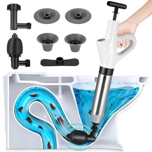 Abflussreiniger Pumpe, Toiletten Pömpel Rohrreiniger Druckluft Toilet Plunger WC Verstopfung Entfernen mit 4 Saugnäpfen Manometer Pömpel Abfluss für Waschbecken Toiletten Badezimmer Dusche Küche von Nastopee