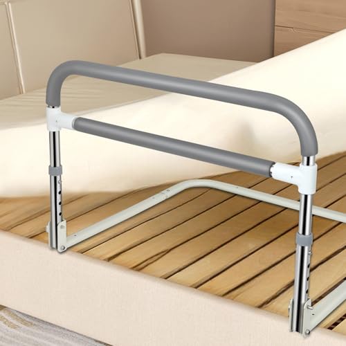 Aufstehhilfe Bett Senioren, Edelstahl Standhilfebett für Senioren, Sturzschutzbett Faltbar, Klappbar 4 Stufen Höhenverstellbar mit Stabiler Grosssockel für Schwangere Frauen, Ältere, Post-operativ Aufstehhilfe Bett Senioren, Edelstahl Standhilfebett für Senioren, Sturzschutzbett Faltbar, Klappbar 4 Stufen Höhenverstellbar mit Stabiler Grosssockel für Schwangere Frauen, Ältere, Post-operativ von Nastopee