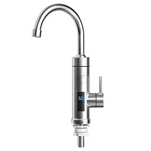 Durchlauferhitzer Wasserhahn, 3000W 220V Elektrischer Wasserhahn 360° Drehbarer LED Küche Armatur Heißwasserhahn Warmwasserhahn Mischbatterie Elektrische Edelstahl für Garten Bad Wohnwagen Camping von Nastopee