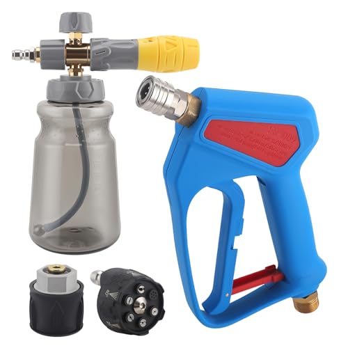 Hochdruckreiniger Pistole 5200Psi,Mit 6 In 1 Multifunktionsdüse,Mit 1L Schaumkanone,Pressure Washer Gun Die Autowäsche,M22 Adapter Kompatibel Mit Karcher K2-7(Mrp-001-A) von Nastopee