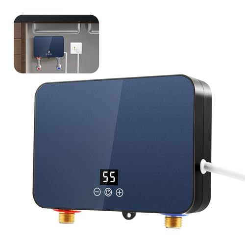 Mini Durchlauferhitzer, 6000W 220V, Untertischboiler, Untertischspeicher Mini Elektronischer Warmwasserbereiter, Elektronisch Geregelter Durchlauferhitzer mit Ablesbarer Led-Temperaturanzeige von Nastopee