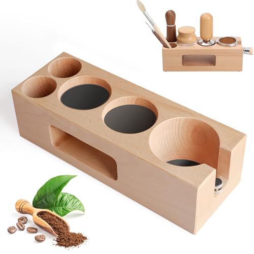 Nastopee Koffee Tamperstation 58Mm, 6-In-1 Espresso Tamping Halter Aus Holz, Barista Zubehör Organizer Ständer Für Siebträger, Tamper, Caffee Leveler, Wdt Tool von Nastopee