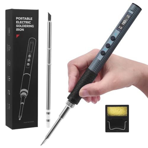 Präzisions Lötkolben Set, T12 65W USB C Lötkolben mit Einstellbar 180~450 ℃, OLED Anzeige, 6 Sek. Schnelles Aufheizen, Lötspitzen und Lötkolbenständer, lötkolben akku für Reparaturen von Nastopee