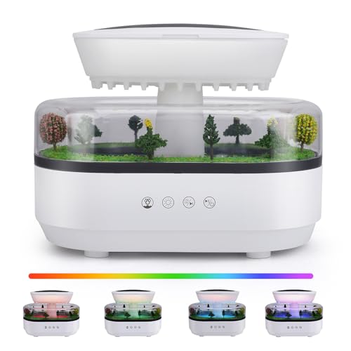 Rain Humidifier Diffusor,LED Regentropfen Aromatherapie Maschine,250 ml Rain Cloud Humidifier,Aroma Diffuser für Mikrolandschaften White Noise Machine für Schlafzimmern Kinderzimmern von Nastopee
