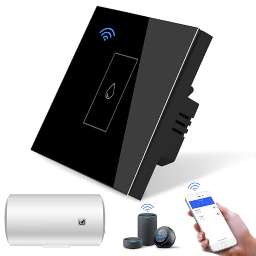 Smart Immersion Heater Timer Switch, 40A 8000W WiFi Warmwasserbereiter Schalter mit Timer, 40A 8000W Smart Touch Boiler Switch arbeitet mit Amazon Alexa & Google Assistant (Schwarz) von Nastopee