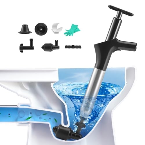 Verstopfte Toilette, Druckluft Rohrreiniger mit Handschuhe Pressluft Pümpel Abflussreiniger Pumpe mit 4 Saugnäpfen Rohrfrei Abflusspumpe WC Verstopfung Beseitigen Toilette Verstopft Küchen von Nastopee