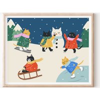 Schneekatzen Print - Illustration von NatEllisIllo