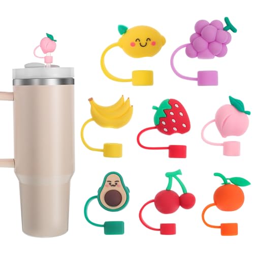 8 Pieces Fruit Straw Toppers, Straw Covers Compatible with Stanley 30&40 Oz Tumbler, Cute Straw Caps in Different Shapes, Straw Caps for 0.4"/10mm Straw Tips von NatNarr