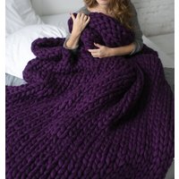 Riesen Wolldecke Riesenstrick Decke Chunky Decke Merino Wolle Handgemachte Überwurf Überwurf 45 Farben von NataHomeandFashion