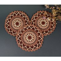 3 Mandala Häkeldeckchen Multicolor Baumwollspitzen-Servietten von NataliStudioUA
