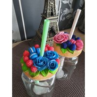 Trinkgläser Weckglas Becher Beere Mit Blumendekor Für Smoothies Stroh Geschenk Smoothie-Becher Weihnachtsgeschenk Trinkgläser Weckglas Becher Beere Mit Blumendekor Für Smoothies Stroh Geschenk Smoothie-Becher Weihnachtsgeschenk von NataliZimm