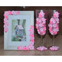 Wunderschöne Gläser Für Hochzeit Oder Deko Hochzeitsgläser Sektgläser Hochzeitsset Bilderrahme Fotorahmen Geschenk Weihnachtsgeschenk von NataliZimm