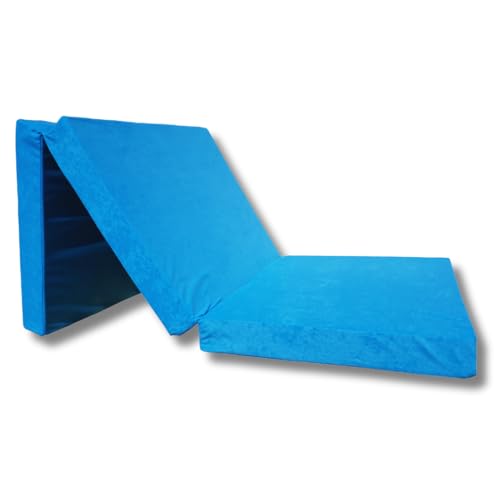 Natalia Spzoo – gemütliche Faltmatratze– Klappmatratze mit Schaumstoffkern & abnehmbarem Bezug – 3-teilige klappbare Schlafmatte 195 x 65 x 8 cm (Blau 1331-100% Polyester) von Natalia Spzoo