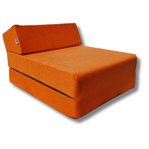 Natalia Spzoo – 3-teilige klappbare Schaumsessel (160 x 60 x 12 cm) gemütliche Faltmatratze für einen erholsamen Schlaf – Klappmatratze mit Schaumstoffkern & abnehmbarem Bezug Orange von Natalia Spzoo