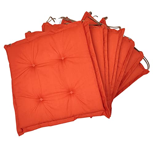 Natalia Spzoo Set von Stuhlkissen Sitzkissen Kissen Sitzauflage 40x40cm mit Bindebändern und Rundsteppung (6er Pack, 003) von Natalia Spzoo