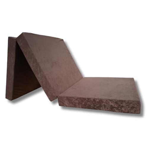 Natalia Spzoo – gemütliche Faltmatratze für einen erholsamen Schlaf – Klappmatratze mit Schaumstoffkern & abnehmbarem Bezug – 3-teilige klappbare Schlafmatte 195 x 65 x 8 cm (Brown) von Natalia Spzoo