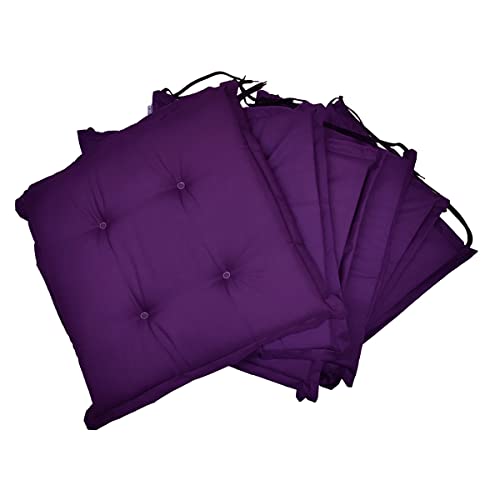 Natalia Spzoo Set von Stuhlkissen Sitzkissen Kissen Sitzauflage 40x40cm mit Bindebändern und Rundsteppung (6er Pack, 001) von Natalia Spzoo