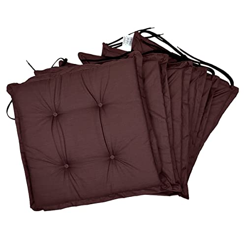 Natalia Spzoo Set von Stuhlkissen Sitzkissen Kissen Sitzauflage 40x40cm mit Bindebändern und Rundsteppung (6er Pack, 002) von Natalia Spzoo