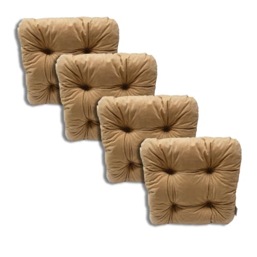 Natalia Spzoo Set von Stuhlkissen Sitzkissen Softkissen – 38 x 38 x 8 cm, Schaumflockenfüllung, Mikrofaser Bezug, Bequem für Stühle und Bänke (1009-Beige, 4) von Natalia Spzoo