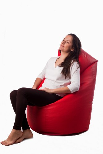 Natalia Spzoo Sitzsack Medium Point aus Kunstleder – Wasser- und Schmutzabweisend, mit Polystyrolfüllung (Rot) von Natalia Spzoo